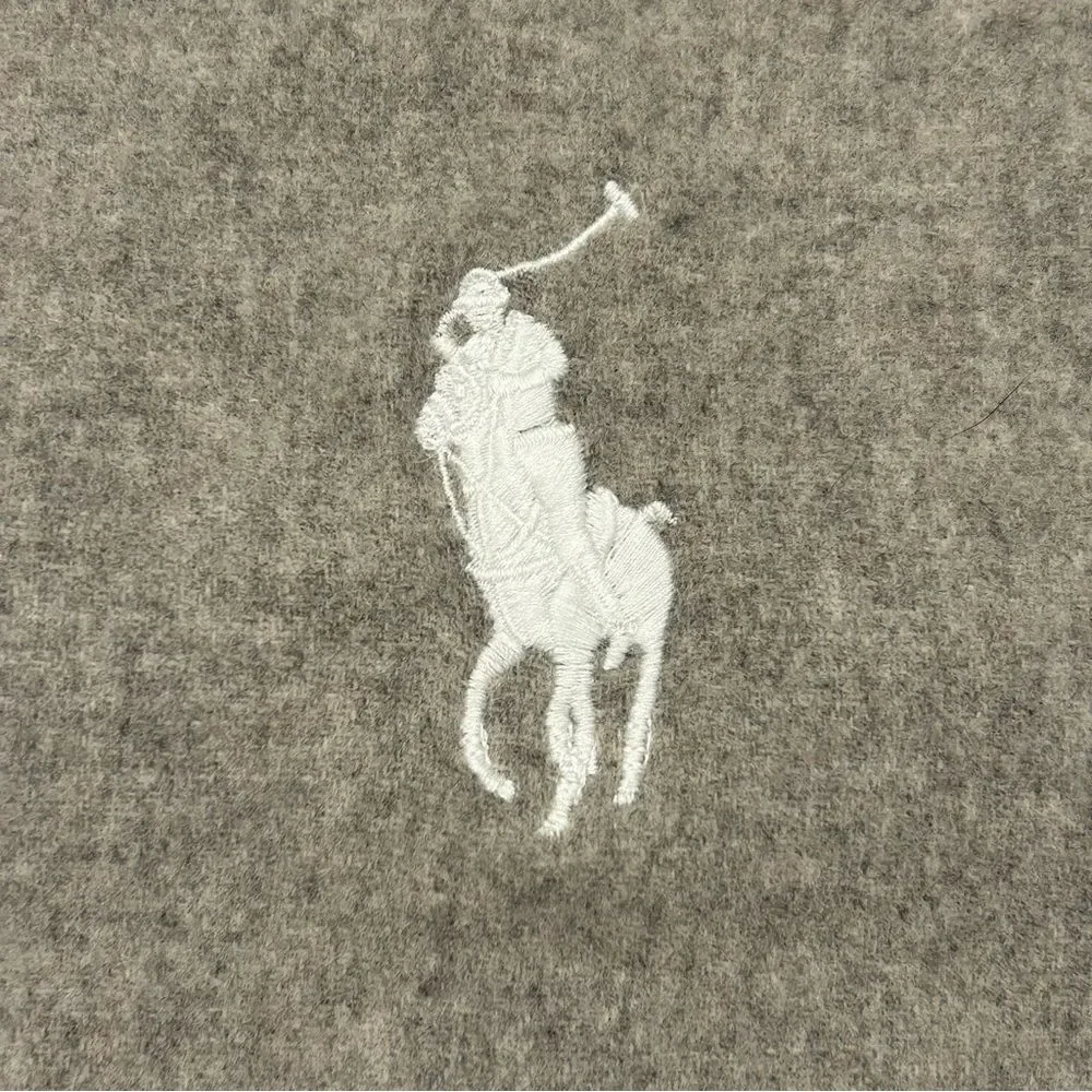 Ralph Lauren Gray Wool Winter Scarf Big Pony